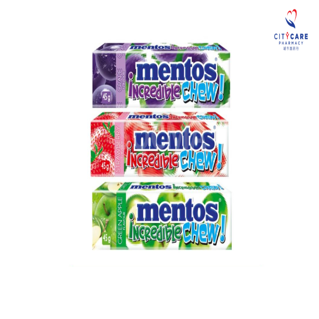 Mentos Incredible Chew Candy Stick 45g (Apple/Strawberry/Grape ...