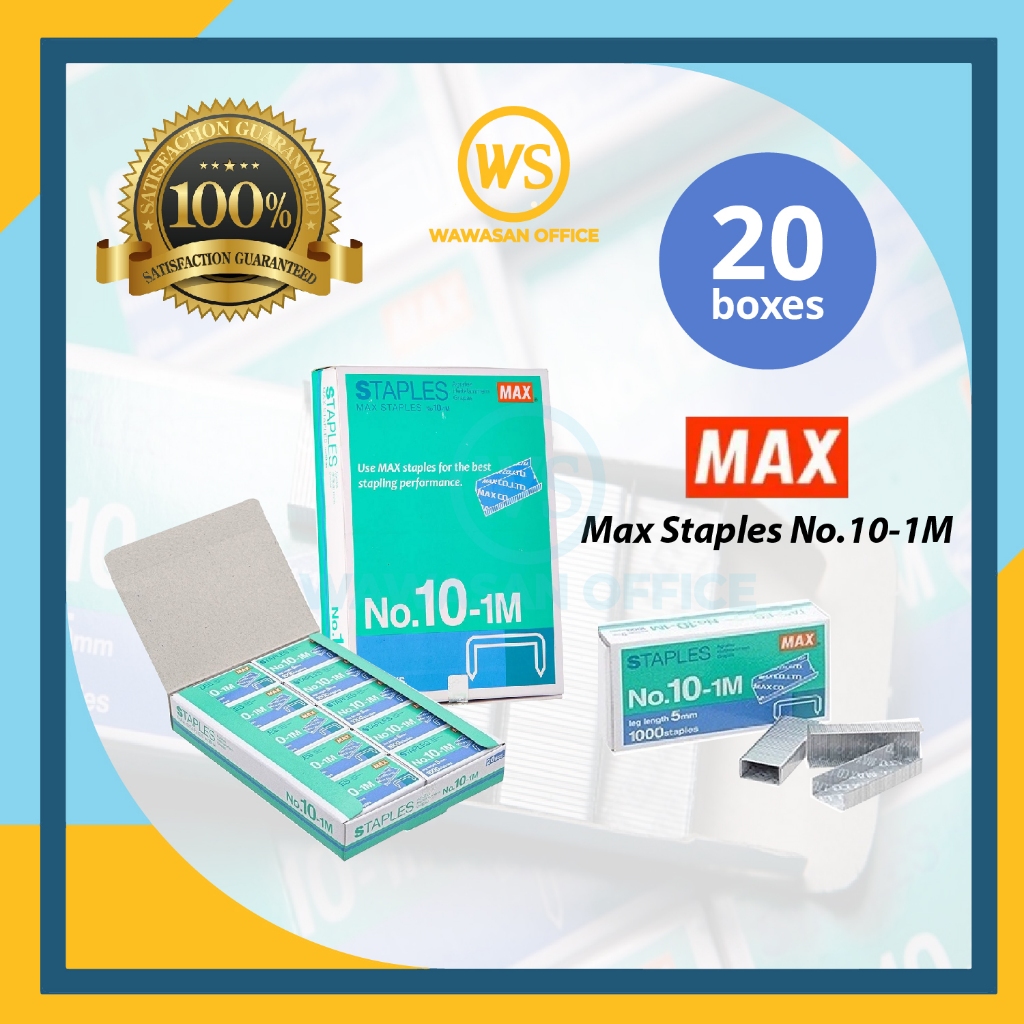 Max Staples No.10-1M (20 Small Boxes) / Stapler Bullet / Ubat Stapler ...