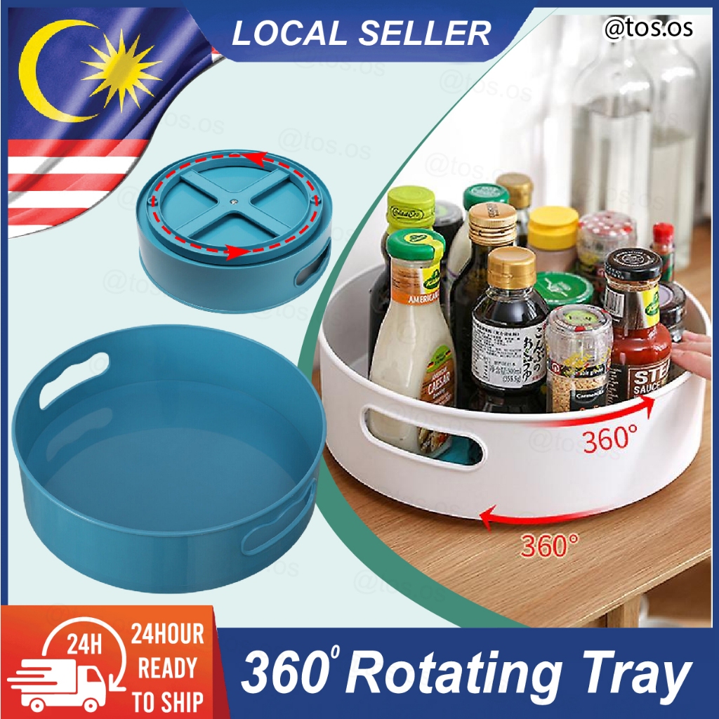 360° Rotating Kitchen Organizer Tray Seasoning Spice Rack Turntable ...
