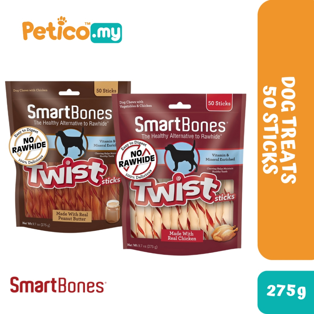 Smartbones Twist 50 Sticks Dog Treat 275g (Peanut Butter / Chicken
