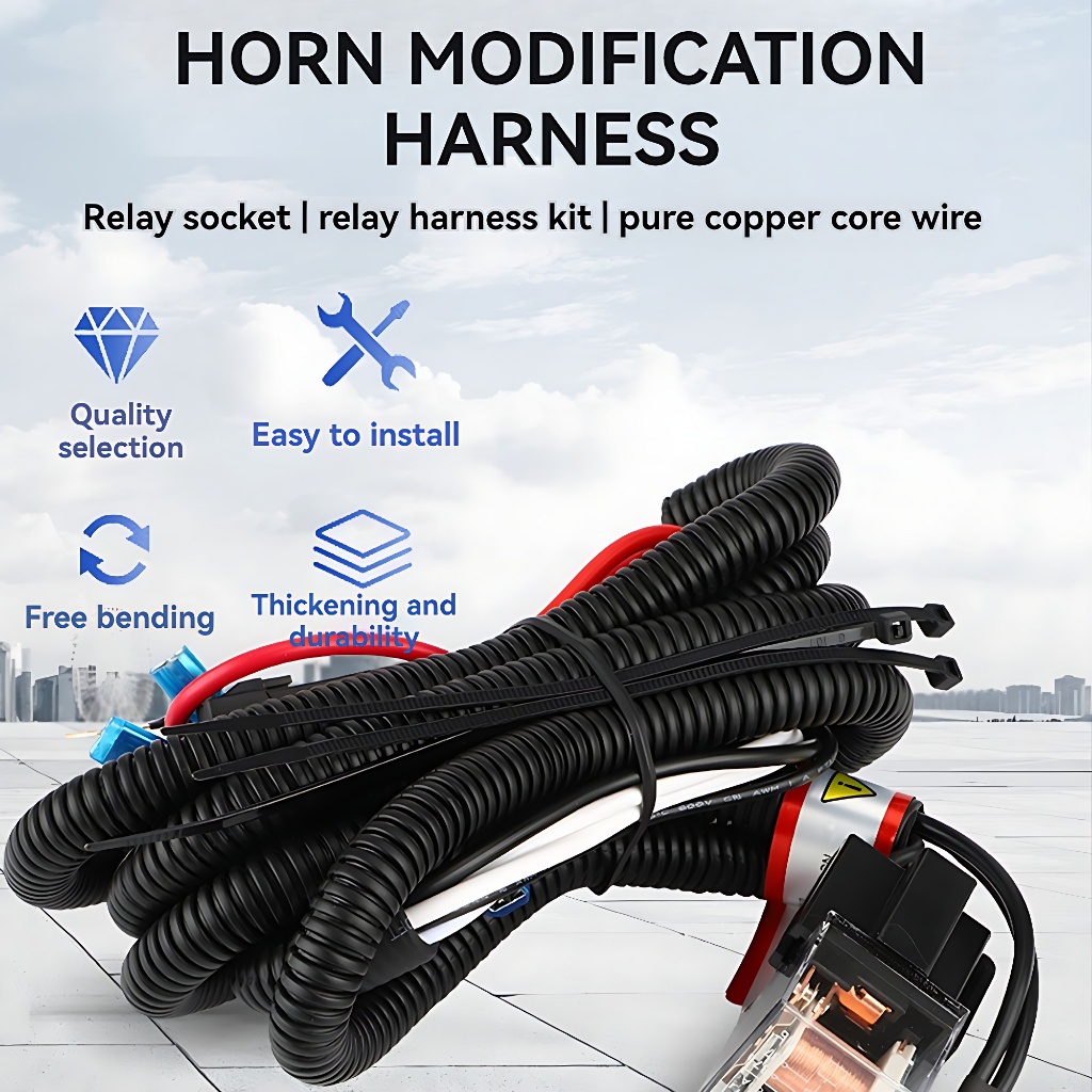 12V Horn Relay PNP Wiring Harness Wire Kit Hon Relay Wayar aksesori