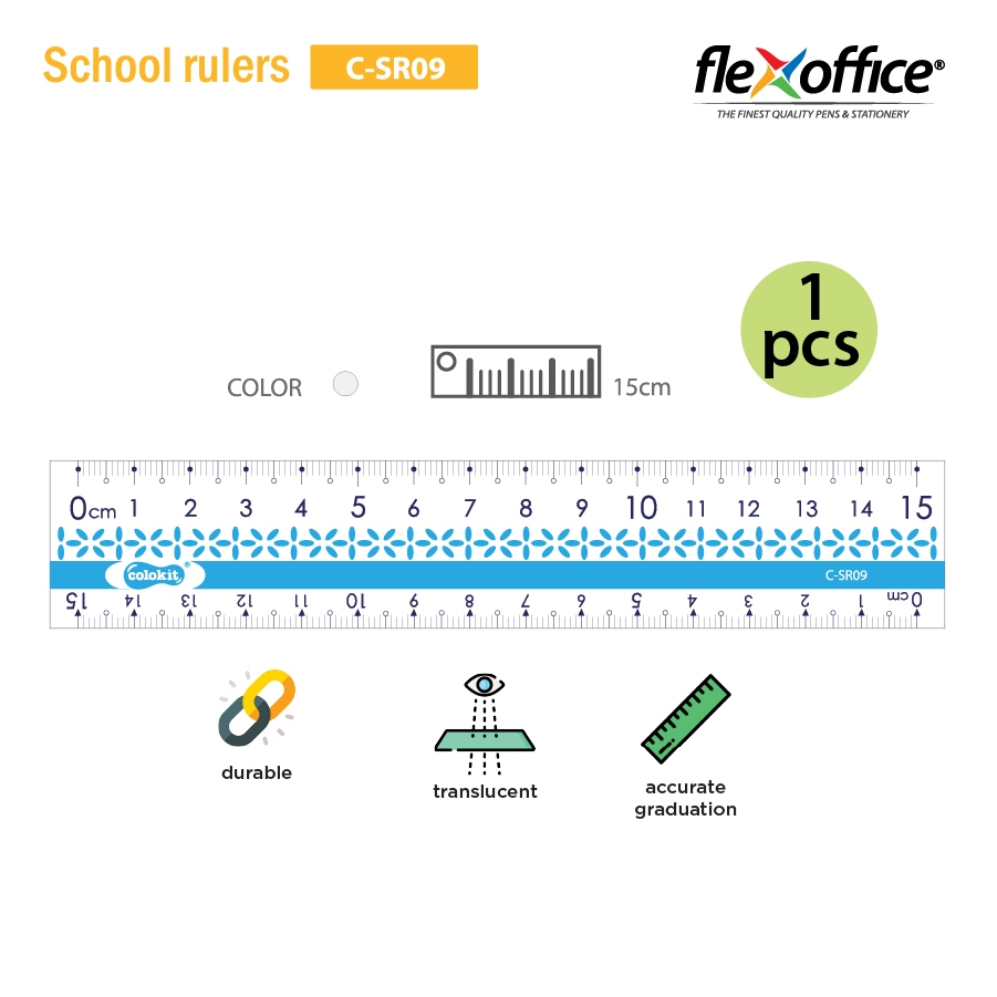 FlexOffice Straight Ruler Plastic For Student (15cm x 1 Pc) C-SR09 ...