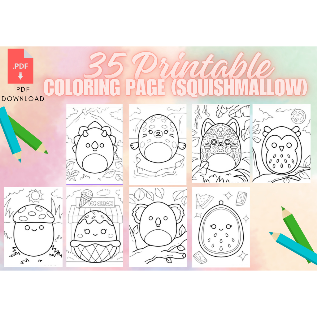 [PDF] 35 Pictures SQUISHMALLOW Printable Colouring Pages | Shopee Malaysia