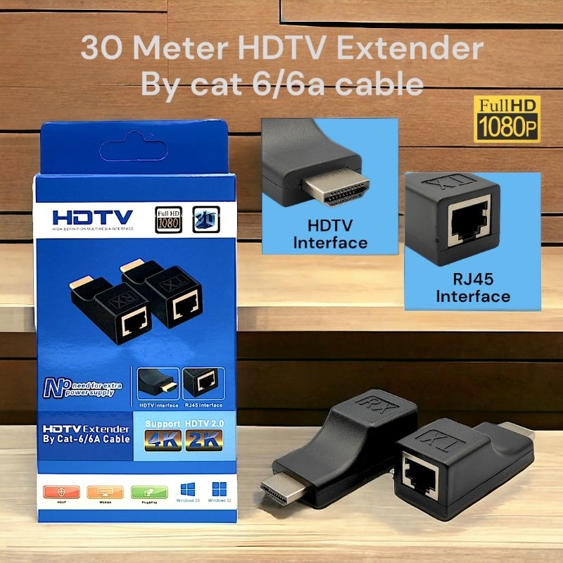 {High Quality} 30 Meter HDTV HDMI Extender By Cat-6/6a Cable | Shopee ...