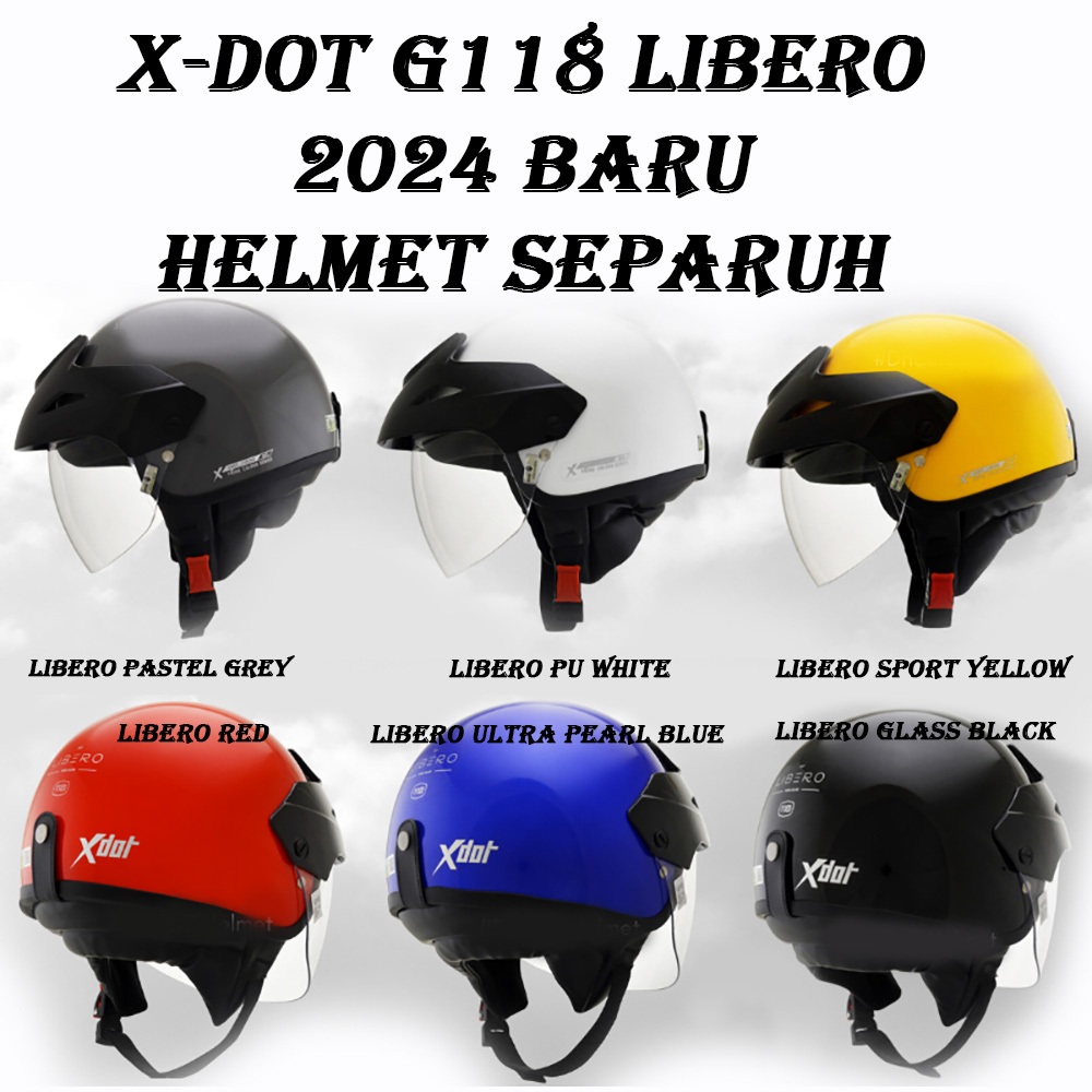 [SIRIM APPROVED] X-DOT G118 Libero Plain Half Helmet Cruiser Topi ...