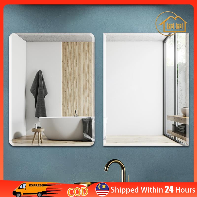 LI- Bathroom Mirror Punch-free Frameless Cermin Bilik Mandi Wall Mirror ...