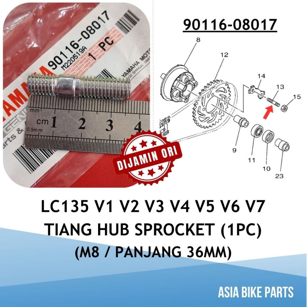 Yamaha Original LC135 V1 V2 V3 V4 V5 V6 V7 Clutch Hub Bolt Stud / Tiang ...