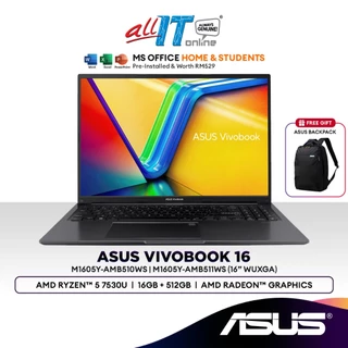 Asus Vivobook 16 M1605Y-AMB510WS / AMB511WS 16" Laptop (AMD Ryzen™ 5 7530U | 16GB | 512GB SSD | AMD Radeon™ Graphics)
