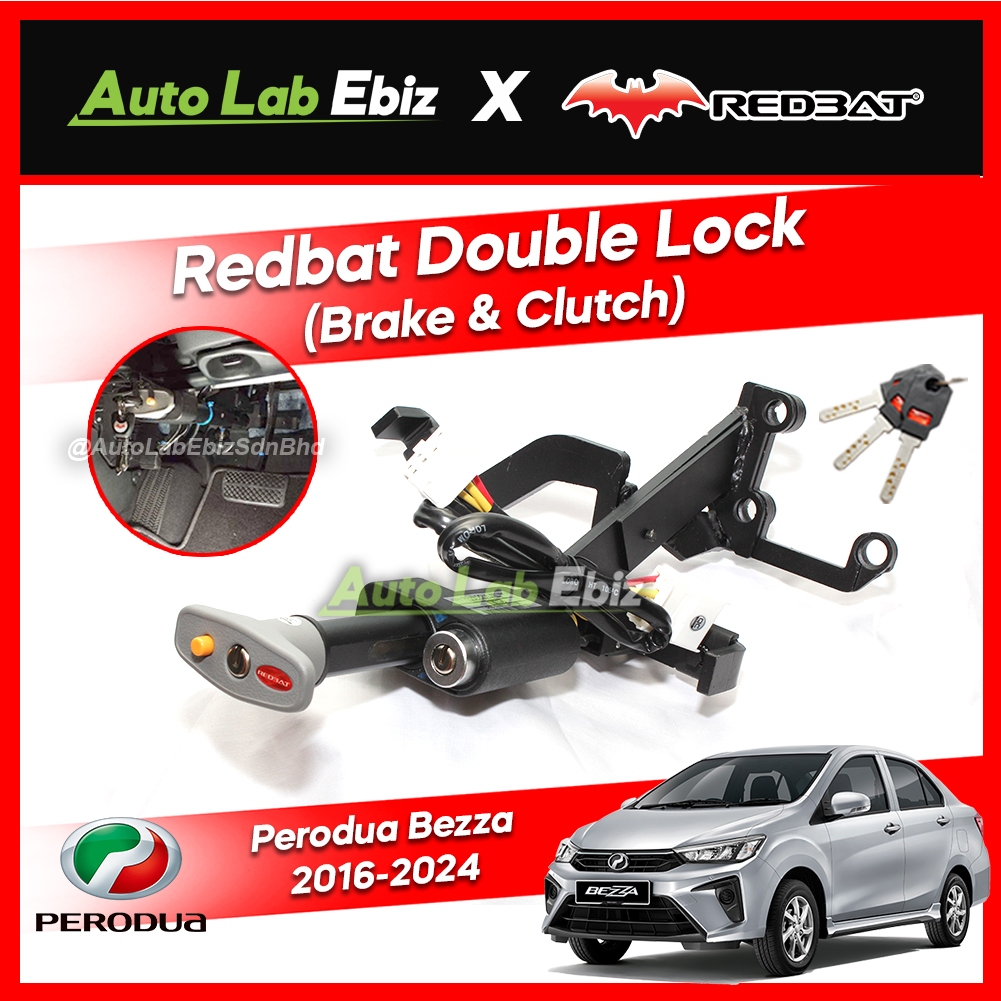 Perodua Bezza 20162024 Redbat Double Lock (Brake & Clutch Pedal Lock
