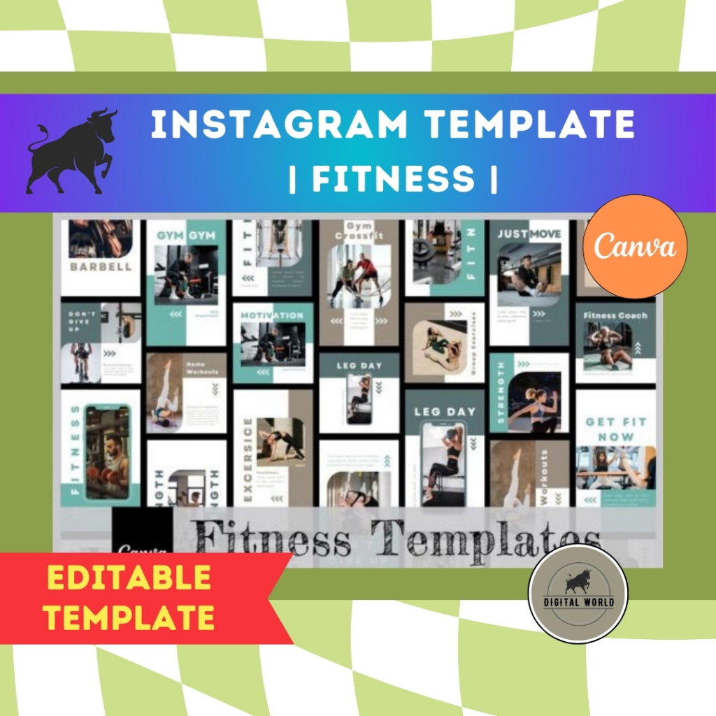 Fitness Instagram Template | Workout Canva Template | Editable Template ...