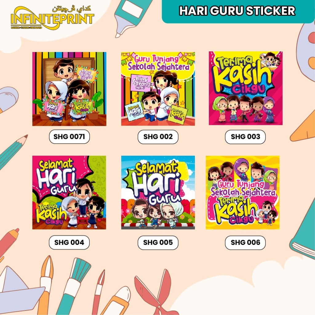 [READY STOCK] 100pcs Hari Guru Label Sticker - Label 3cm / 4cm / 5cm ...