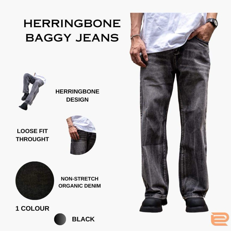 DC CLOTHING OFFICIAL HERRINGBONE BAGGY JEANS