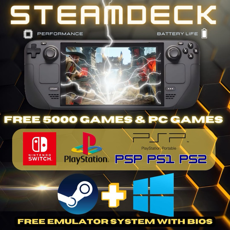(NEW SET) READY STOCK STEAM DECK 12TB DUAL BOOT + emulator SSD upgrade OLED /LCD portable