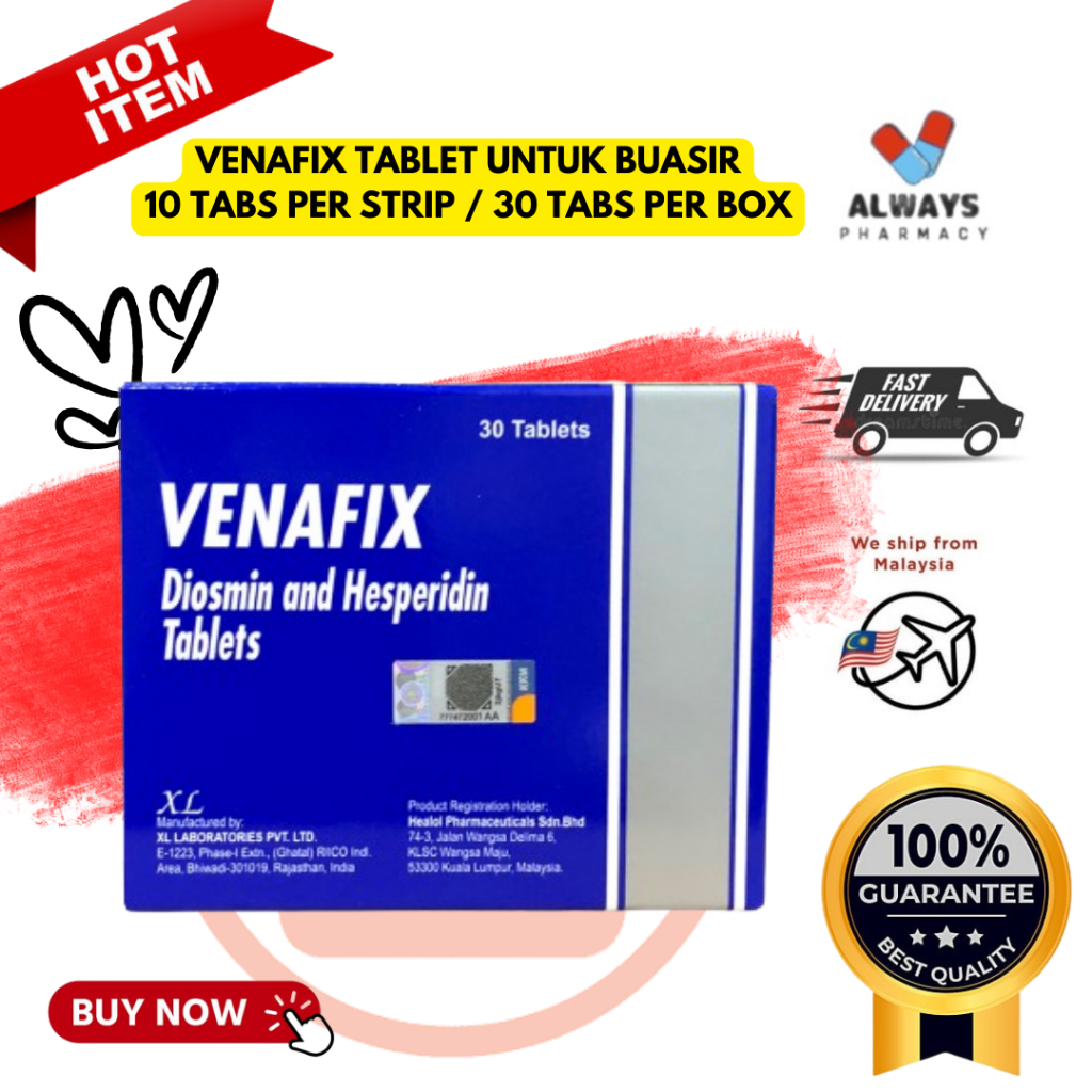 VENAFIX TABLET UBAT MAKAN BUASIR KECUTKAN BUASIR (10 TABS PER STRIP ...