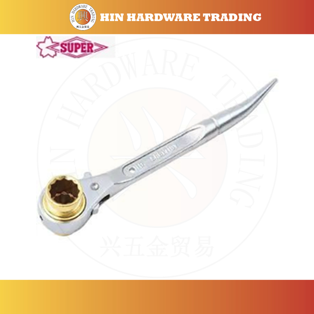 SUPERTOOL DOUBLE RATCHET SCAFFOLD WRENCH / Bent Pointed Lever / Short