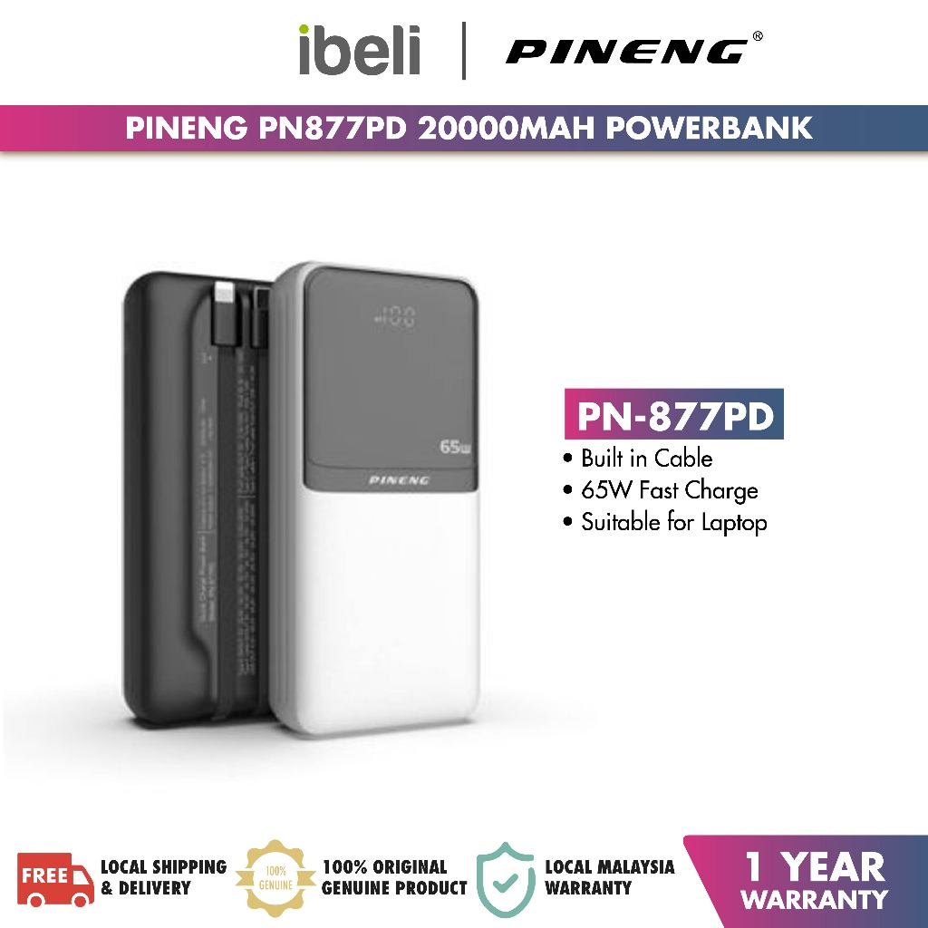 [New Arrival] Pineng PN-877PD 20000mAh Powerbank PD 65W Fast Charging ...