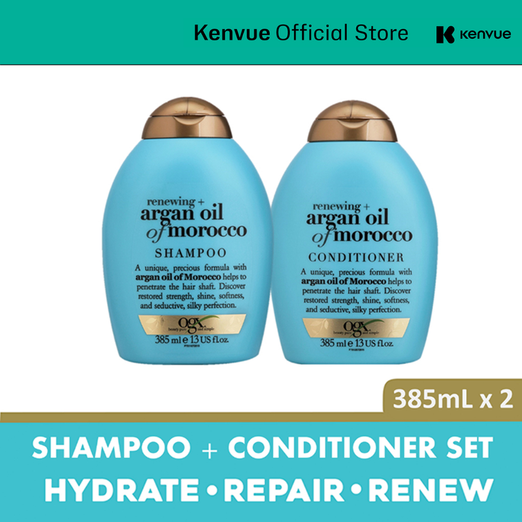 OGX Renewing Argan Oil Morocco Shampoo (385ml) + Conditioner (385ml ...