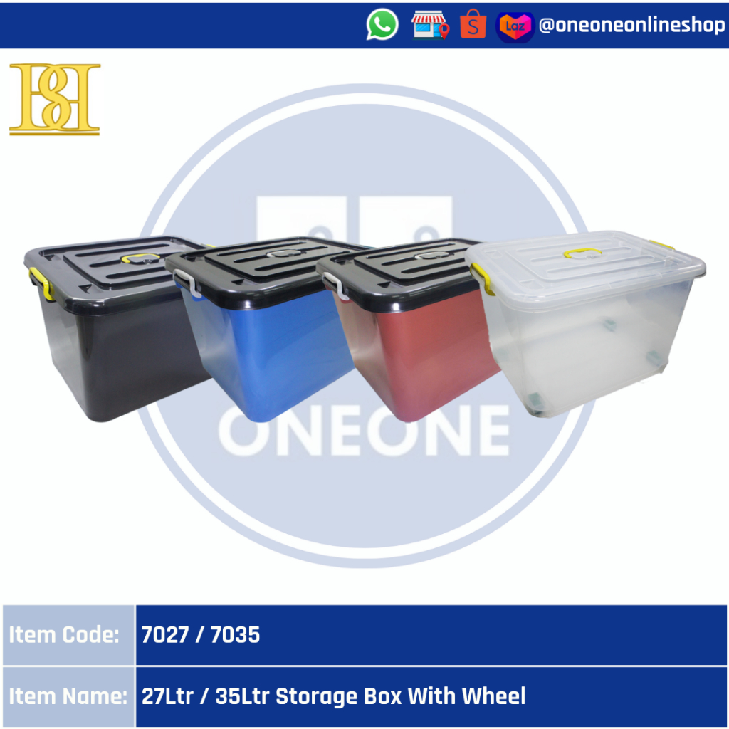 7027 / 7035 27Ltr / 35Ltr Storage Box With Wheel - B&B Plastic | Shopee ...