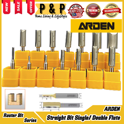 ARDEN Router Bit - Straight Bit Single Flute / Double Flute ( #01/#02 ...