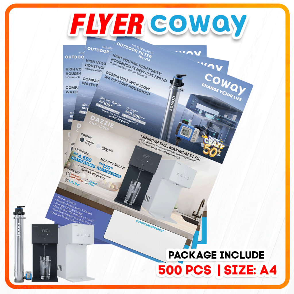 Flyers Coway Lipat 2 500pcs + Dezzy Table top + Coway Outdoor Filter ...