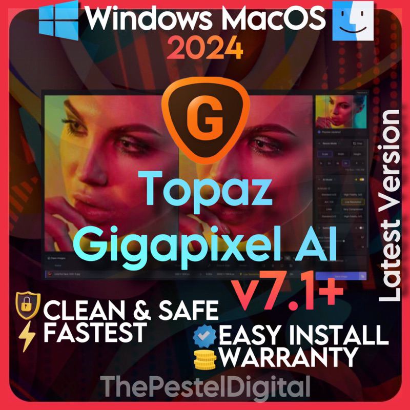 Topaz AI Gigapixel Full Version v7 Lifetime Windows 2024 Shopee Malaysia