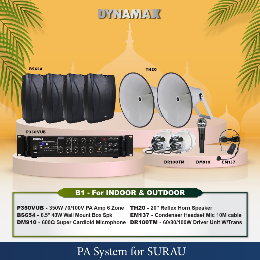 PA System For SURAU, Indoor & Outdoor Package DYNAMAX P350VUB 350W PA
