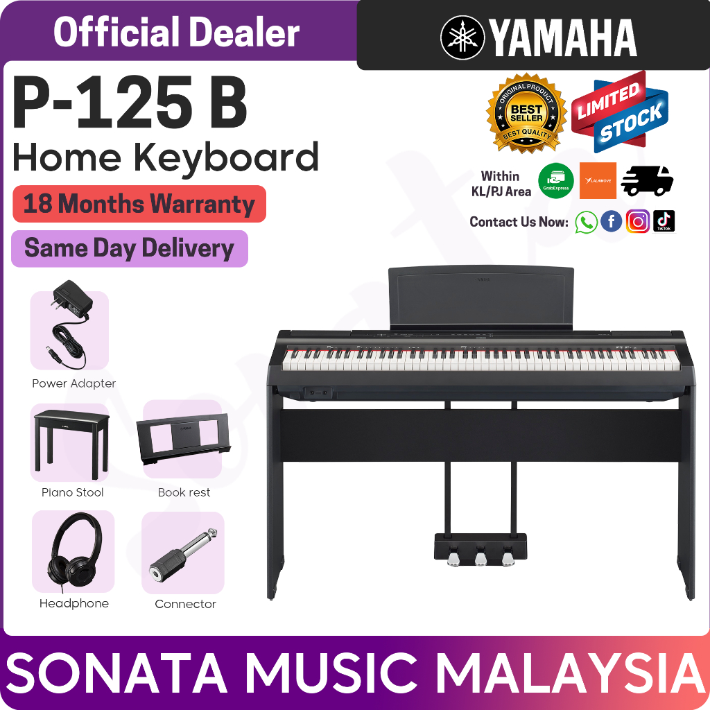 Yamaha P125 Black 88 Keys Digital Piano Package A P 125 P 125 p125 p125b Shopee Malaysia