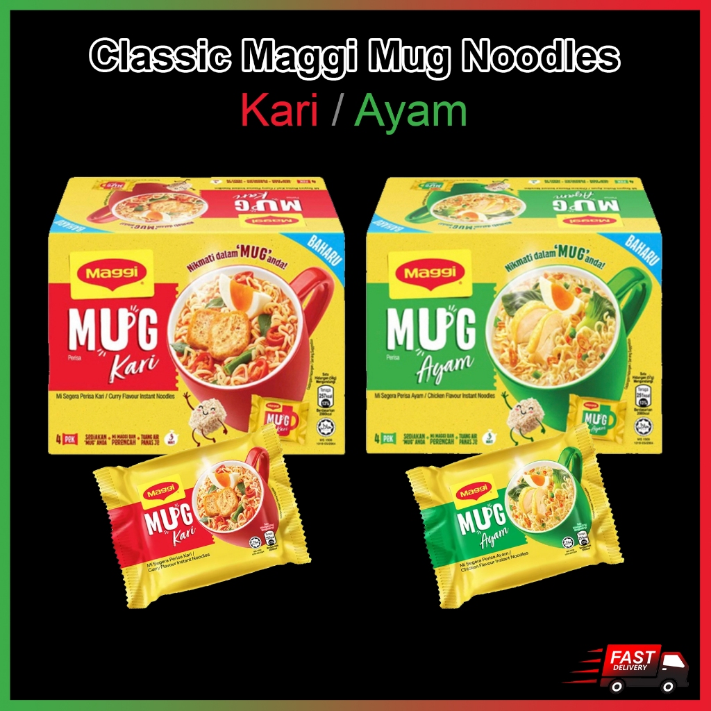 Classic Maggi Mug Noodles Kari Curry Ayam Chicken 4packsbox Shopee