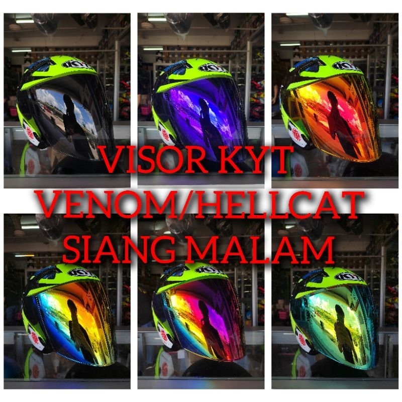 HELMET VISOR KYT SIANG MALAM VENOM DOUBLE VISOR OPEN FACE HELLCAT ...