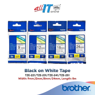 Brother Black on White Tape | Brother TZE-221 Brother TZE-231 Brother TZE-241 Brother TZE-251