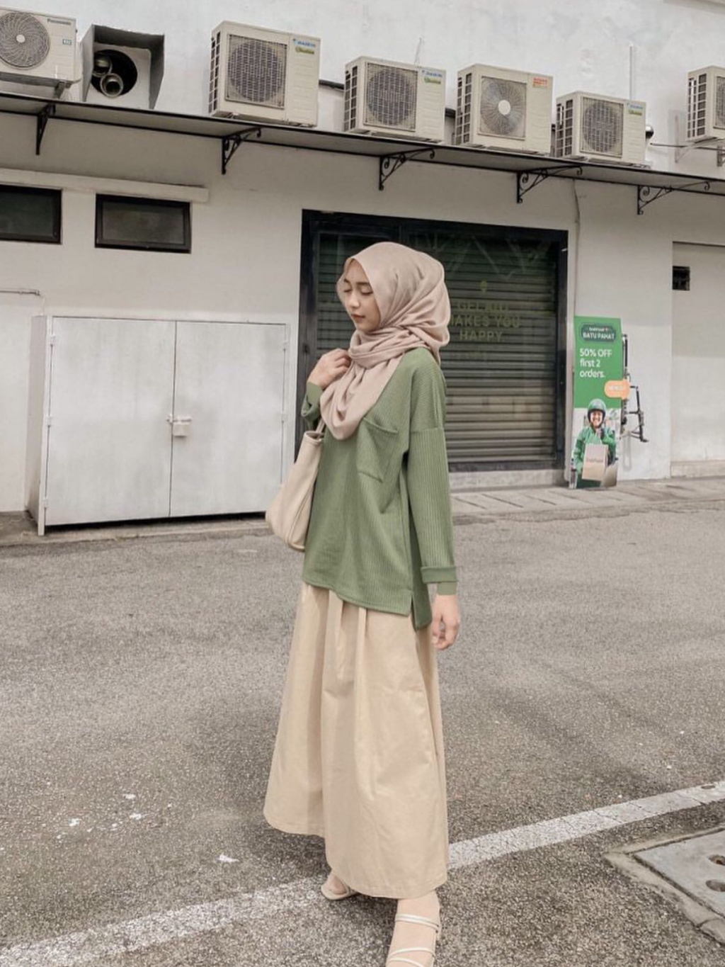 Lanna Skirt long maxi aesthetic korean fashion style hipster cotton muslimah loose longgar plain Shopee Malaysia