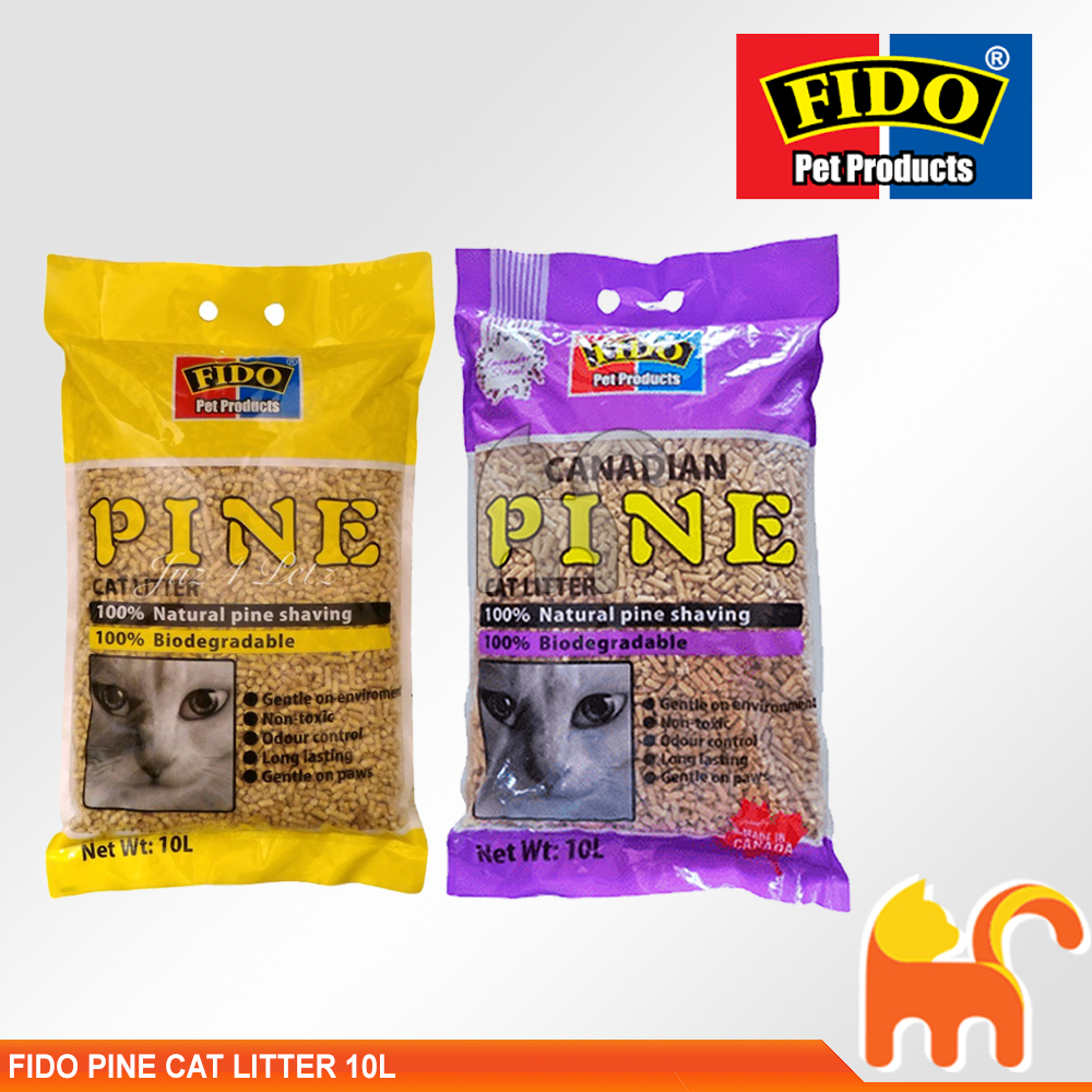 FIDO Pine Pellet Cat Litter 10L Normal & Lavender Scent Canadian High Premium Quality Pine