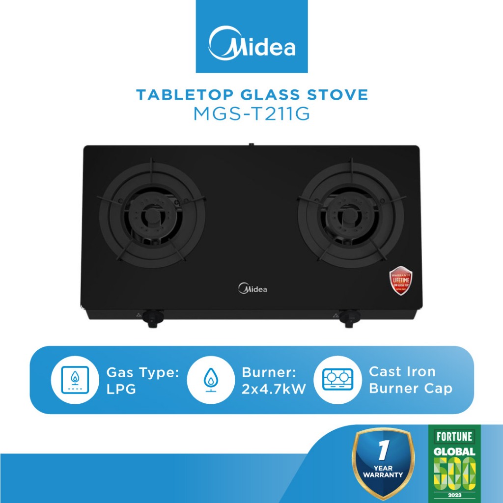 Midea MGST211G 4.7kW Portable Tabletop Glass Gas Stove Shopee Malaysia