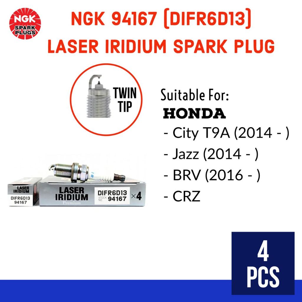 【100% ORIGINAL】 NGK 94167 (DIFR6D13) TWIN TIP LASER IRIDIUM SPARK PLUG ...