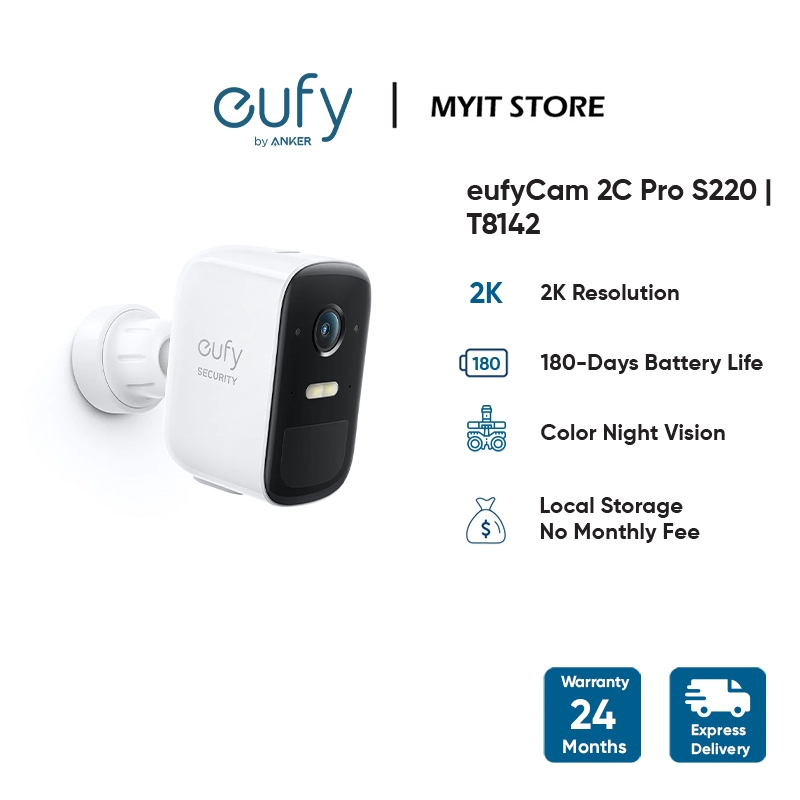 eufy Security EufyCam 2C Pro Draadloze buitencamera met zonnepaneel, 2K zonnecamera, beveiligingscamera voor thuis, IP67, nachtzicht in kleur, geen maandelijkse kosten