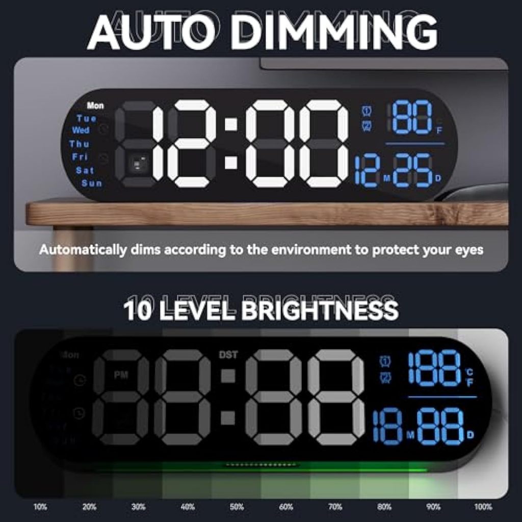 Multifunction Digital clock with RGB lighting LED display alarm clock ...