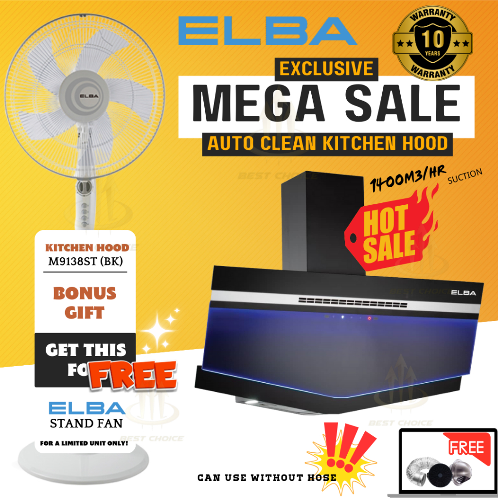 (Authorized Dealer) FREE STAND FAN ELBA ZITTO 9138 Auto Clean Kitchen ...