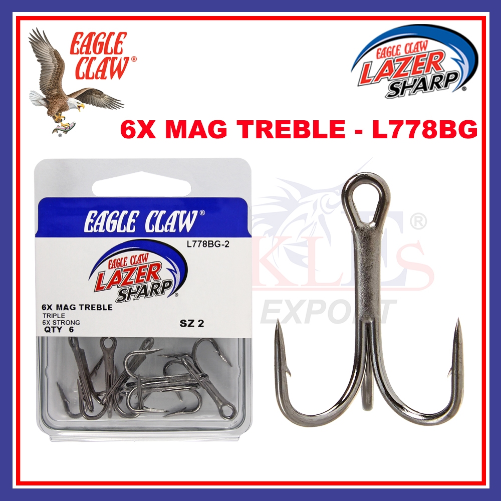 Eagle Claw Lazer Sharp Featherlite Treble Hooks  Size 6, 10-Pack Lot, For  Panfish