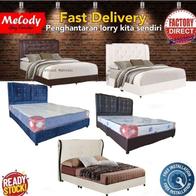 Melody ~5Ft Bedframe /Queen Bed/Katil Double/Pvc /Velvet | Shopee Malaysia