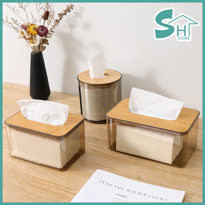 2x Tissue Box Paper Wooden Cover Holder Dispenser Storage Case Home Office Bambo