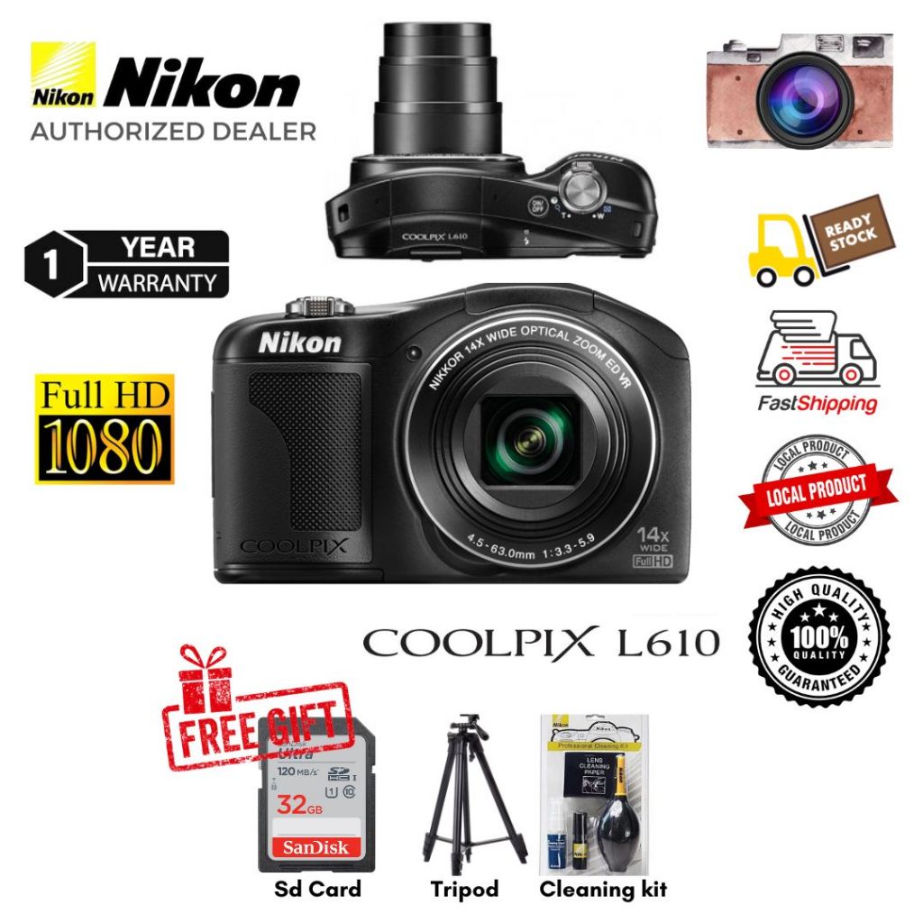 Nikon COOLPIX L610 Digital Camera 16MP 14x Optical, 2x Digital Zoom ( 1