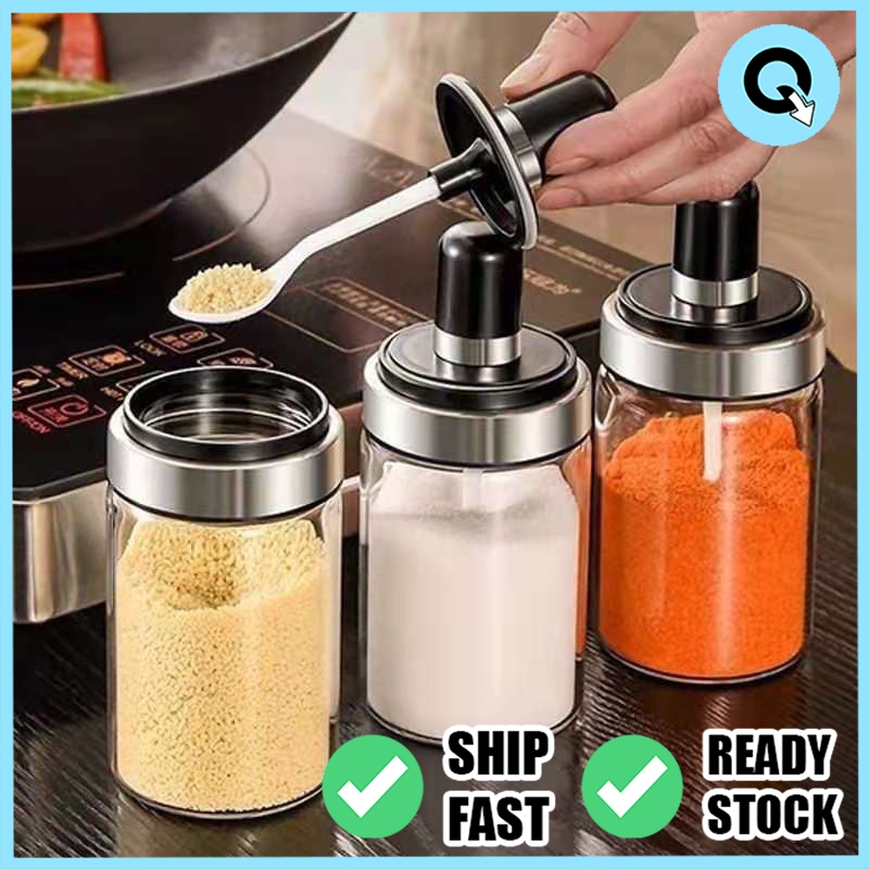 QFL 《 250ML 》 Airtight Condiment Seasoning Spice Glass Jar Bottle ...