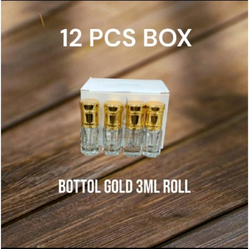 {READY STOCK} BOTOL GOLD ROLL & KOSONG BOTTOL 12 PES 1 BOX 3ML,DESIGEN ...