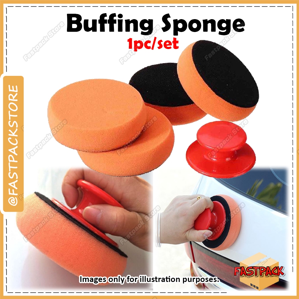 Car Buffing Sponge Wax Polish Pad Cleaning Kit Gripper Handle Foam ...
