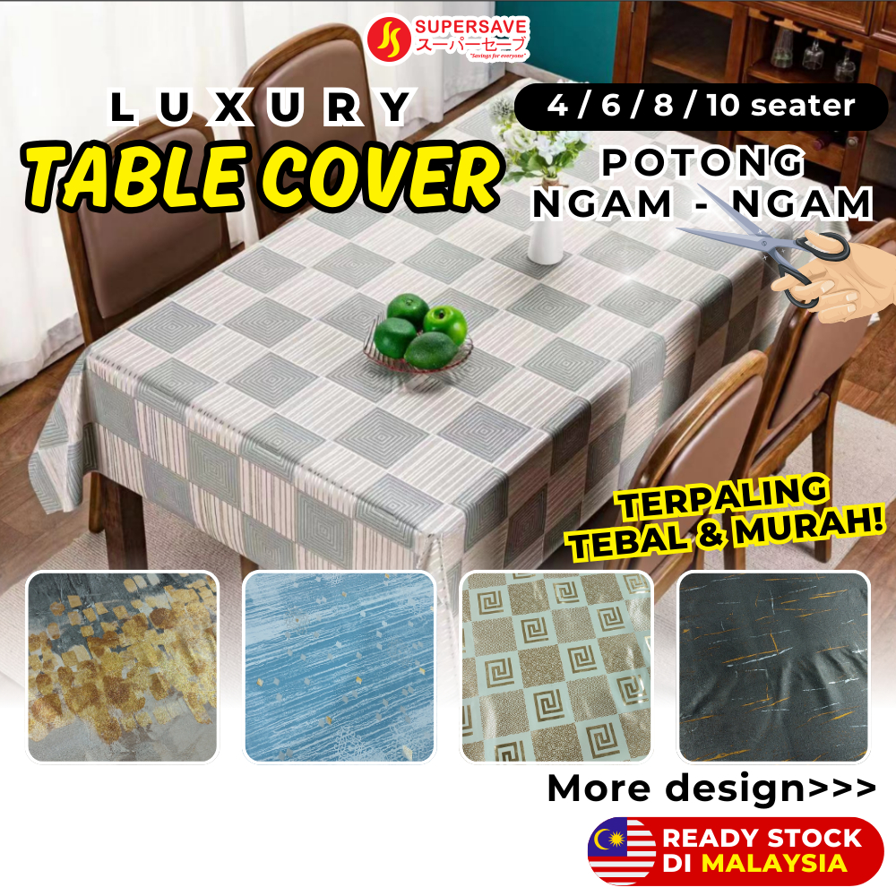 Supersave Table Cover Table Cloth Alas Meja Tebal Lapik Meja Pvc Table