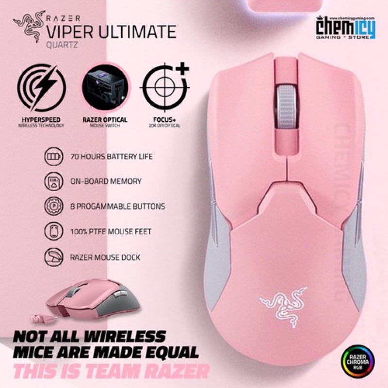 RAZER VIPER ULTIMATE QUARTZ PINK COLOUR WIRELESS GAMING