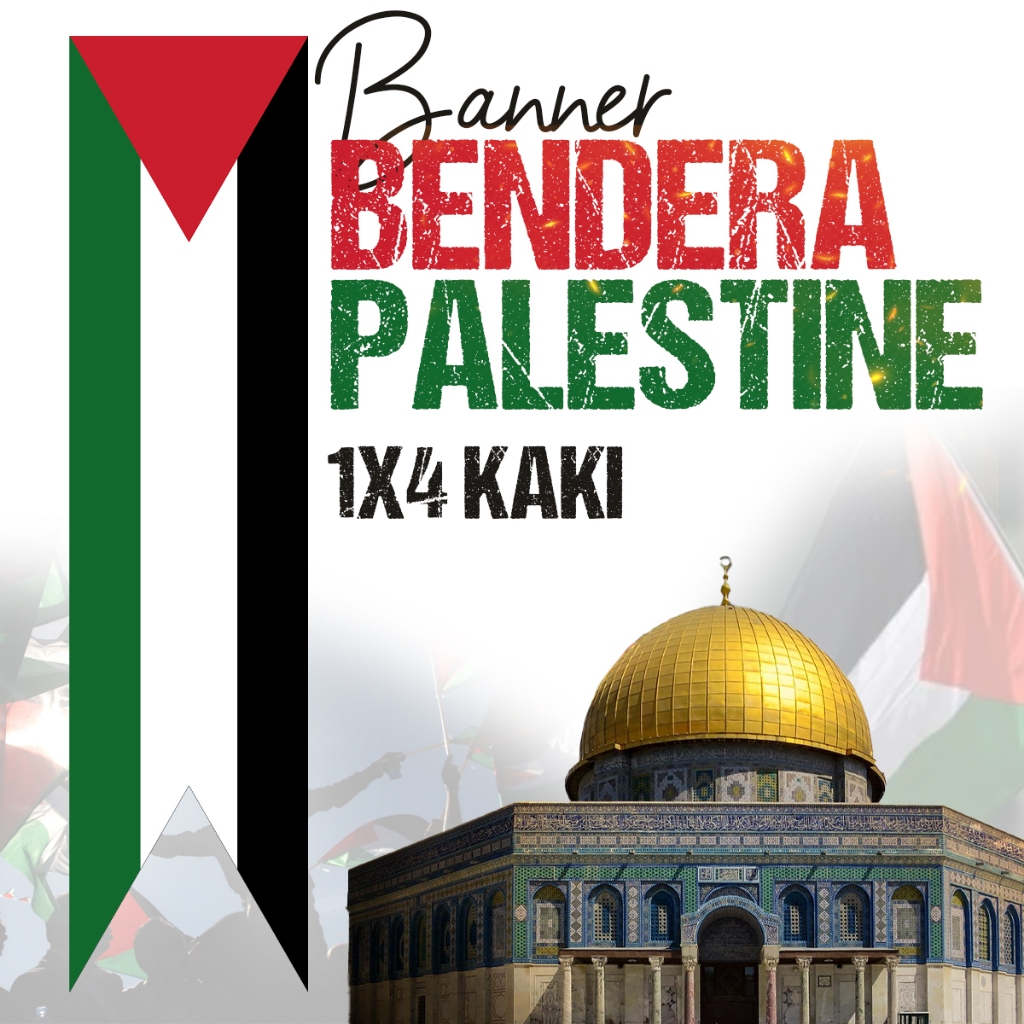 Banner Runcing Bendera Palestine (size 1x4 kaki) / Palestine Flag ...