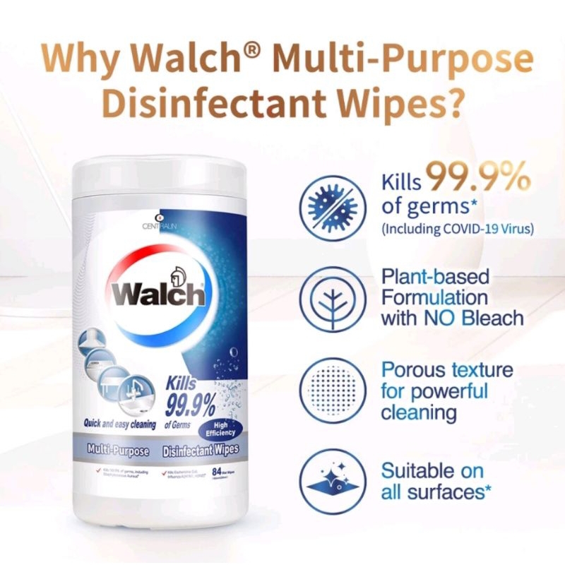 Walch MultiPurpose Disinfectant Wipes Aqua (84 Pcs) Shopee Malaysia