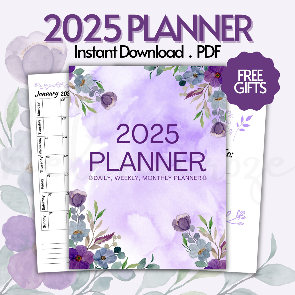 2025 Planner Printable PDF, Digital Planner, Planner Book, Planner