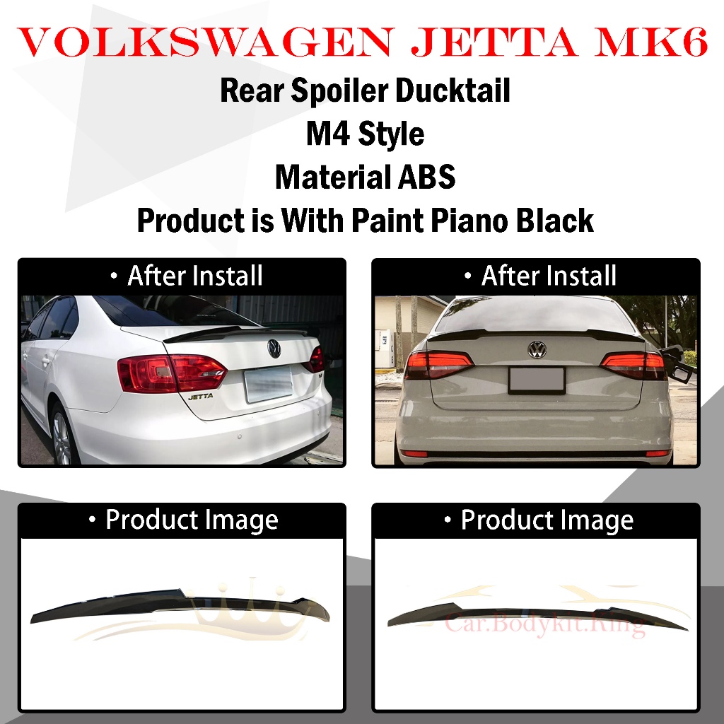 Gloss Black Rear Window Louver Cover Trim For VW Jetta MK6 (2012-2018) - Carbon Fiber Style, No-Drill Sticker